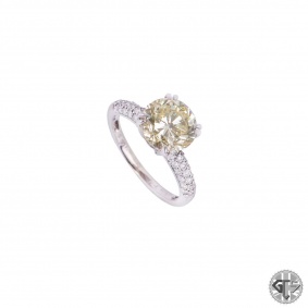 White Gold Fancy Yellow Diamond Engagement Ring 3.00ct VVS2